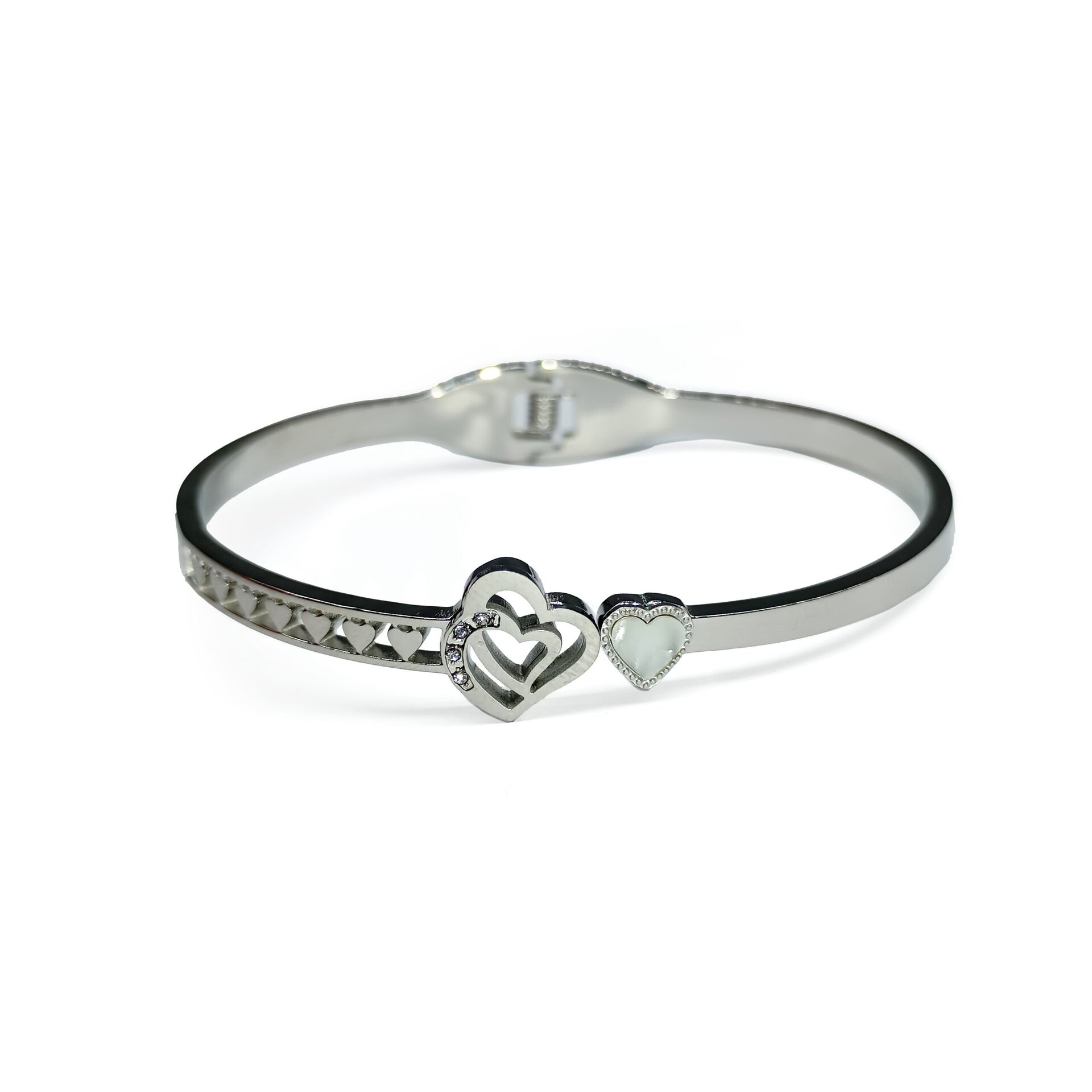 Brazalete corazones plateado - 2