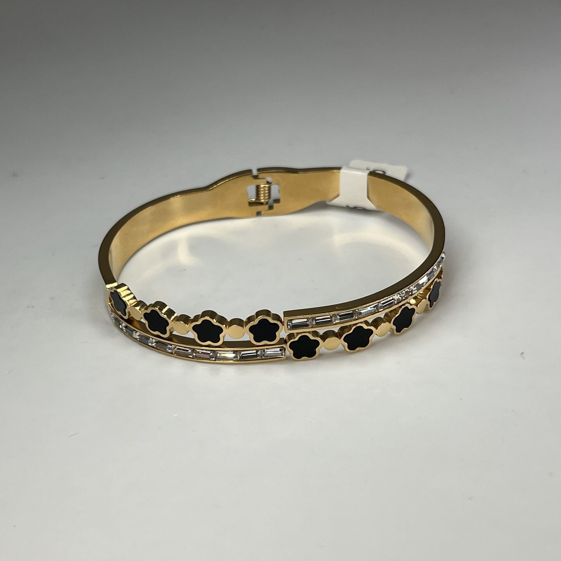 Brazalete flores negras dorado - 2