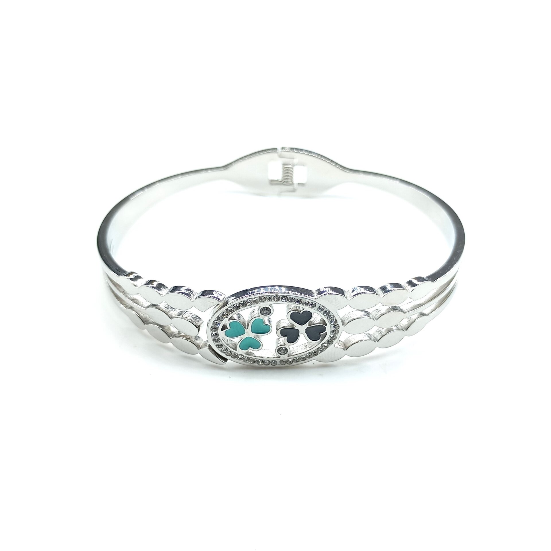 Brazalete verde y negro plateado - 2
